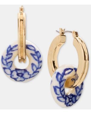Style & Co. Gold-tone Ceramic Bead Hoop Earrings - Blue