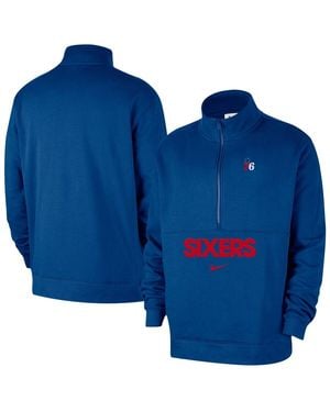 Nike Philadelphia 76ers Courtside Club Half-zip Jacket - Blue