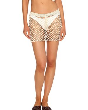 Beach Bunny Crochet Pearl Detail Cover Up Mini Skirt - White