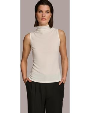 Donna Karan Donna Karan Mock Neck Sleeveless Top - White