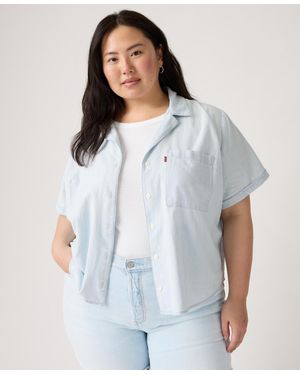 Levi's Plus Size Bennie Button-up Camp Cotton Shirt - Blue
