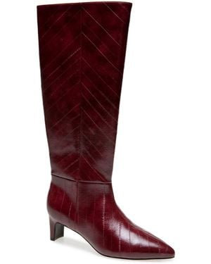 Kenneth Cole Boysen Knee High Pointed Toe Faux Leather Boots - Red