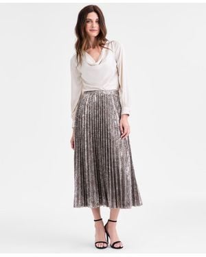 Anne Klein Pull-on Pleated Midi Skirt - Multicolor