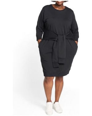 UNIVERSAL STANDARD Plus Size Misa Tie Sweatshirt Dress - Black