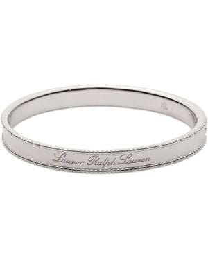Ralph Lauren Sterling Silver Logo Script Bangle Bracelet - White