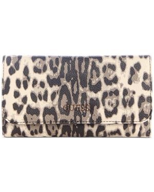 Guess Tinsley Leopard Print Slim Clutch - Metallic