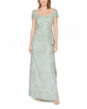JS Collections Sweetheart Neck Cascade Detail Gown - Green