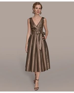 Donna Karan V-neck Sleeveless Dress - Natural