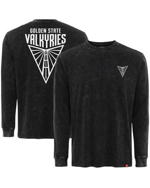 Sportiqe And Golden State Valkyries Rock Roll Collection Bono Mineral Wash Premium Long Sleeve T-shirt - Black