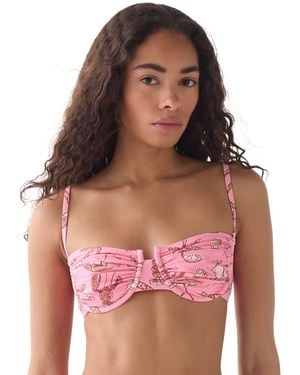 Kate Spade Sweetheart Neck Ruched Bra Top - Red