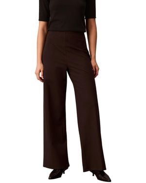 Calvin Klein Petite Pull-on Wide-leg High-waist Pants - Black
