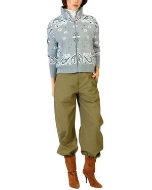 Line & Dot Rio Paisley-print Funnel-neck Full-zip Sweater - Green