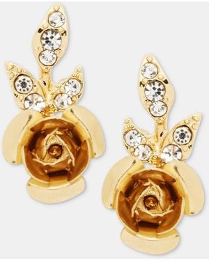 Lonna & Lilly Pave Flower Stud Earrings - Metallic