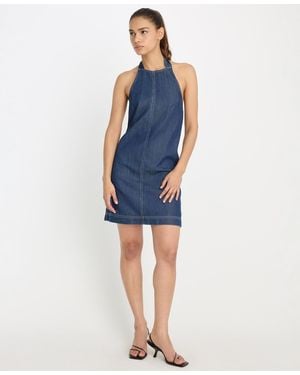GOOD AMERICAN Denim Halter Neck Shift Dress - Blue