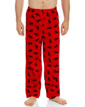 Leveret Print Micro Fleece Pants - Red