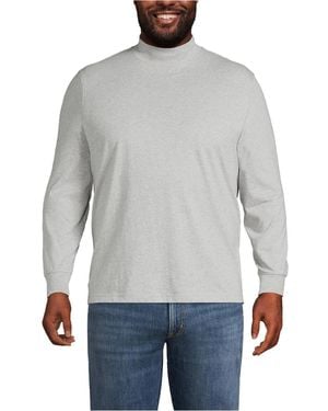 Lands' End Big & Tall Super-t Mock Turtleneck Tee - Gray
