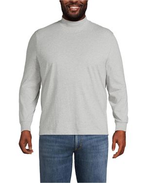 Lands' End Big & Tall Super-t Mock Turtleneck Tee - Gray