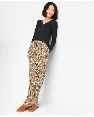 State Of Day Leopard Knit Pajama Pants - White