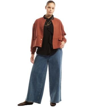 June + Vie June And Vie Cropped Bomber Jacket - Blue