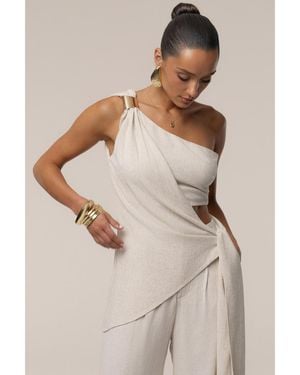 JLUXLABEL Palmera One Shoulder Top - Natural