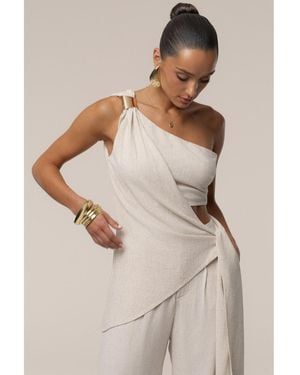 JLUXLABEL Palmera One Shoulder Top - Natural
