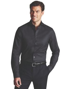 Charles Tyrwhitt Slim-fit Non-iron Solid Twill Dress Shirt - Black