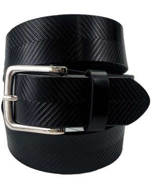 Ted Baker Adjustable Herringbone Leather Belt - Black