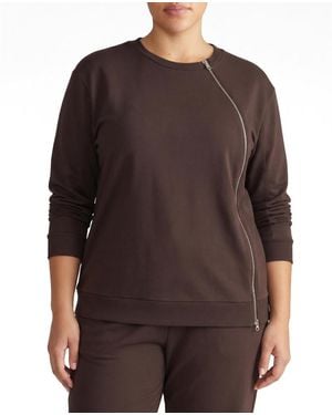 UNIVERSAL STANDARD Plus Size Meridien Zip Sweatshirt - Brown
