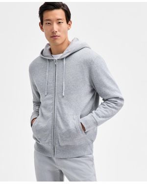 Alfani Milano Long Sleeve Double Knit Zip-front Hoodie - Gray