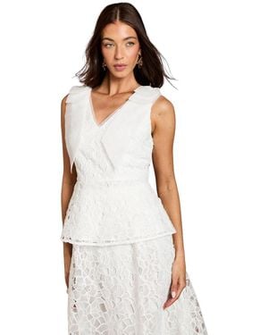 Coast Lace Bow V-neck Top - White
