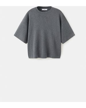 Mango Oversize Short Sleeve Sweater - Gray