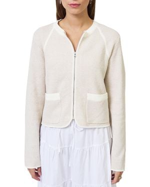 Central Park West Celeste Tweed Yarn Zip Up - White