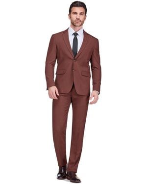 Gino Vitale 2 Piece 4 Way Stretch Notch Lapel Slim Fit Suit - Red