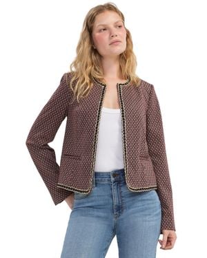 Liverpool Los Angeles Collarless Gold-tone Trim Jacquard Jacket - Purple