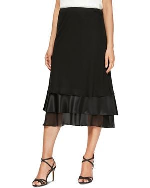 Alex Evenings Tiered Satin-hem Chiffon Skirt - Black