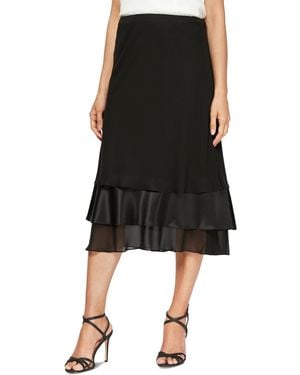 Alex Evenings Tiered Satin-hem Chiffon Skirt - Black