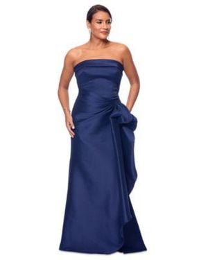 Xscape Gathered Strapless Gown - Blue