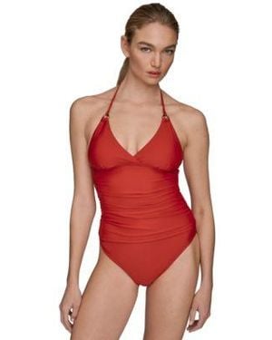Donna Karan Halter Neck Tankini Bottoms - Red
