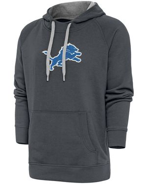 Antigua Detroit Lions Victory Chenille Pullover Hoodie - Gray