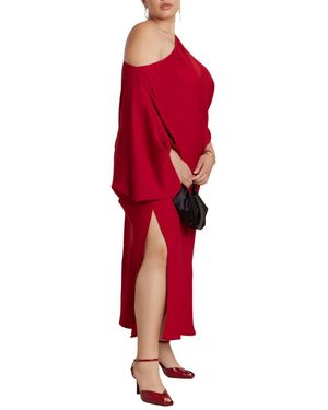 Eloquii Lurex Sweater Dress W Fringes - Red