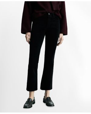 Mango Sienna Flared Cropped Corduroy Jeans - Black