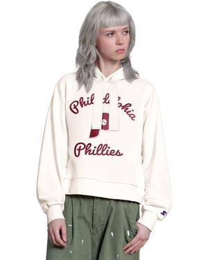 Starter Baseline Philadelphia Phillies French-terry Oversized Hoodie Sweatshirt - Natural