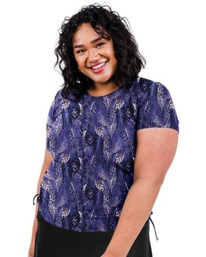 Calypsa Plus Size Flowy Swim Skort - Blue