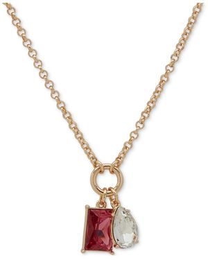 Clueless Gold-tone Mixed Stone 16" Pendant Necklace - Metallic