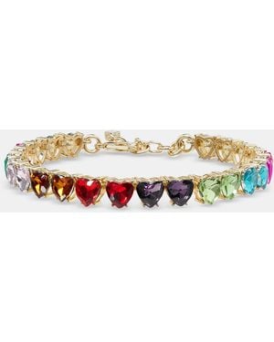 On 34th Crystal Heart Flex Bracelet - White