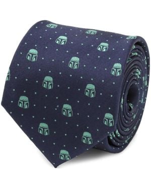 Star Wars Mandalorian Helmet Dotted Tie - Blue