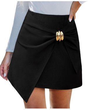CUPSHE Asymmetrical Wrap Mini Skirt - Black