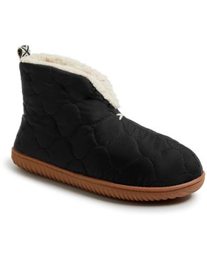 Dearfoams Warm Up Bootie House Shoe Boot Slipper - Black