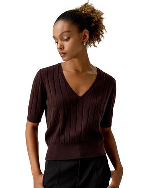 LILYSILK V-neck Cashmere T-shirt - Black