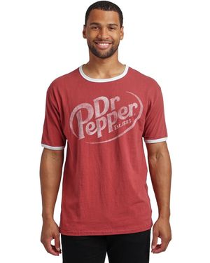 Dr. Pepper Dr Pepper Logo Crew Neck Short Sleeve Ringer Tee -large - Red